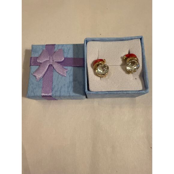Golden Santa Hat Earrings Pierced Studs Earrings - Picture 1 of 4